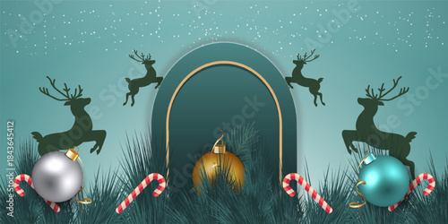 holiday background design template with copy space and ornaments