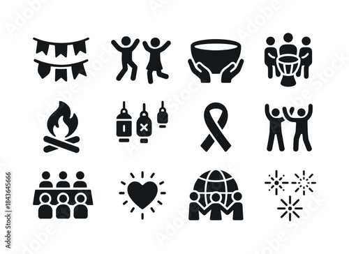 Unity Celebration Icons. Unity celebrations. Solid icon set of U