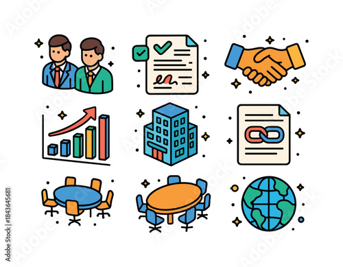 Partnership Icons Collection. Partnership Agreements. Colorful i