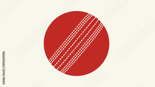 Abstract vector illustration of a red and white circle icon representing a sport such as football or rugby, on a background design