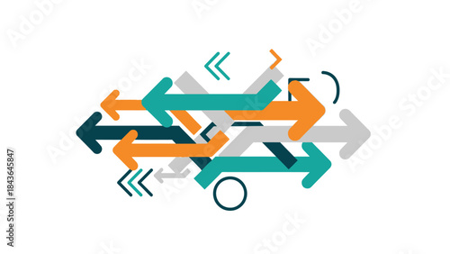 Logo vector illustration of an abstract business concept with running silhouette of a team for success and competition