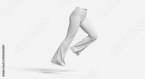 White Flare Yoga Pants in Dynamic Motion on Clean Studio Background