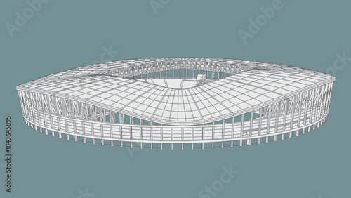 A 3D rendered illustration of a light abstract background pattern with a transparent spherical glass ball object and a round label texture