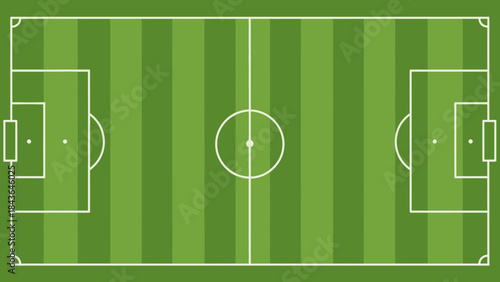 Soccer Field Plan: A detailed top-down view of a soccer field, ready for action. Green grass stripes create a visual plan for the game.
