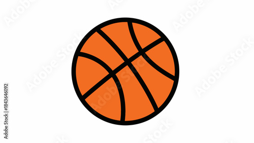 Basketball Emblem: A vibrant orange basketball isolated, with its classic panel lines on display. A perfect emblem for sports enthusiasts and those seeking dynamic imagery.