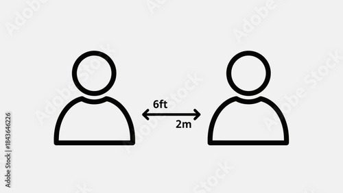 Social Distancing: Two figures maintain a safe distance, highlighting a critical health guideline with simple clarity.