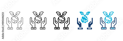 sustainability icon set consisting of multiple styles vector illustration