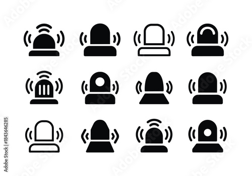 Radio News Logos. Newsroom for Radio. Icon set. Set Logo of news