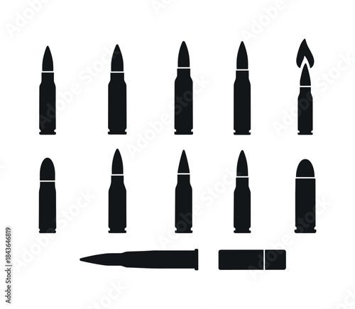 Military Rounds Icons. military rounds. Solid icon set of milita