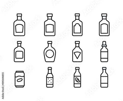 Cocktail Ingredient Icons. Cocktail ingredients. Line icon set o