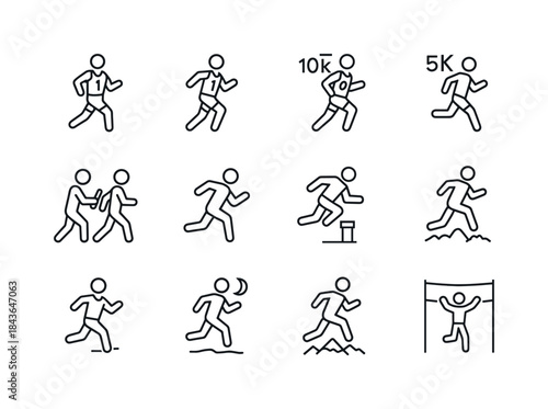 Running Events Icons. Running Events. Line icon set of Running E