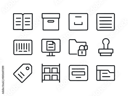 Record Keeping Icons. Record keeping. Line icon set of record ke