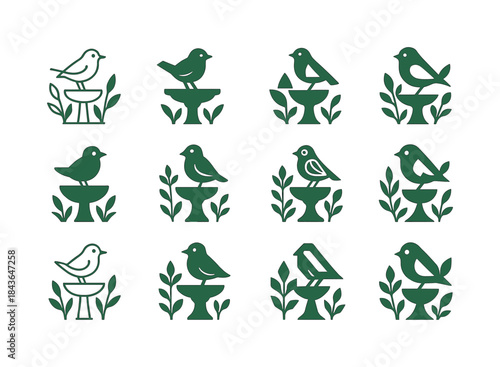 Bird-Friendly Garden Icons. Building a bird-friendly garden with