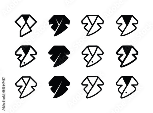 Trench Coat Logos. Trench. Icon set. Set Logo of trench: trench