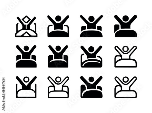 Morning Stretch Icons. a person waking up from a restful night