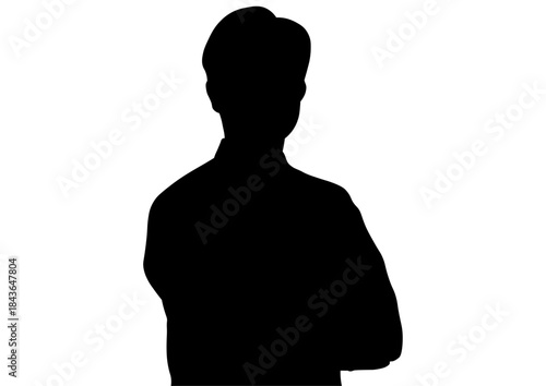 腕枠む男性のシルエット