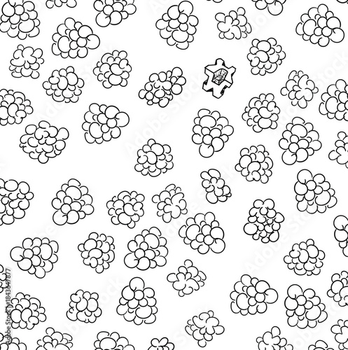 A simulation of a cluster of biological cells, either in individual bundles or in clumps. A geometric figure—a nanorobot—floats among the objects.