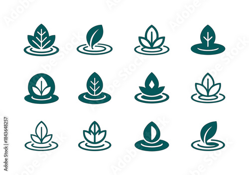 Crystal Pond Icons. crystal-clear pond. Icon set. Set Logo of cr