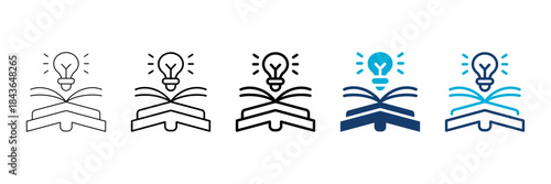 knowledge icon set consisting of multiple styles vector illustration