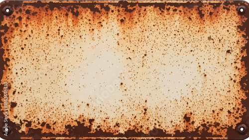 A blank rectangular metal plate with heavy rust and corrosion texture, featuring four mounting holes in the corners.