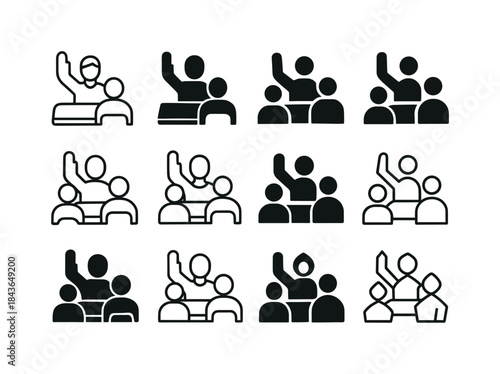 Study Group Icons. Students discussing class topics in study gro