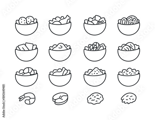 Mini Pita Icons. Mini Pitas. Line icon set of Mini Pitas: mini f