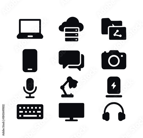 Digital Workplace Icons. Digital Workplace. Solid icon set of Di