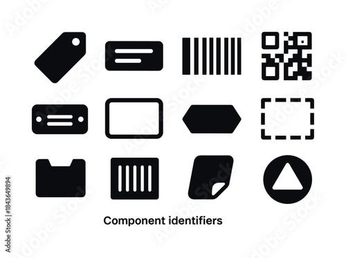 Component Icons Grid. Component identifiers. Solid icon set of C
