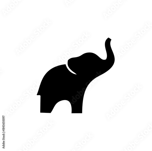 Black elephant silhouette trunk up