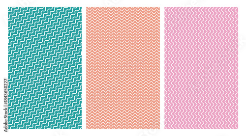 Wave patterns in teal, coral, and pink for backgrounds and design use