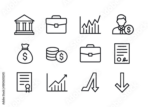 Finance Icon Set. Finance and investment. Line icon set of Finan