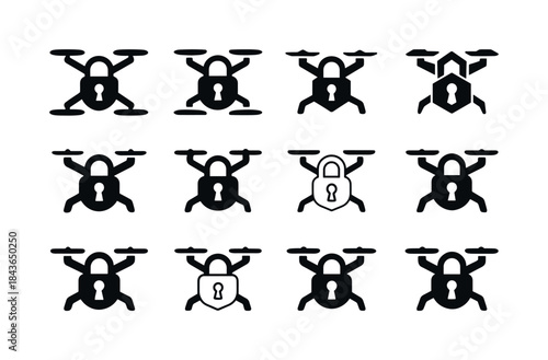 Drone Delivery Icons. drone delivery services. Icon set. Set Log