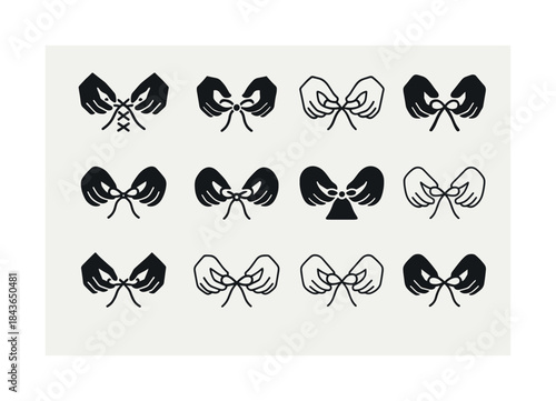 Shoelace Logo Variations. Tying shoelaces. Icon set. Set Logo of