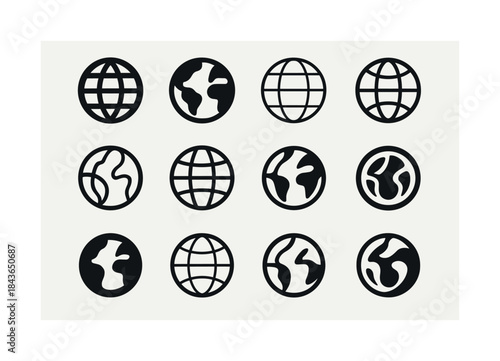 Diverse Globe Logos. Round. Icon set. Set Logo of round: globe o
