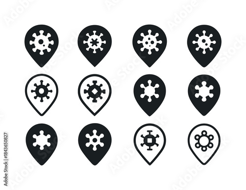 Disease Outbreak Icons. Disease outbreaks. Icon set. Set Logo of