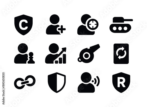 Player Roles Icons. player roles. Solid icon set of player roles