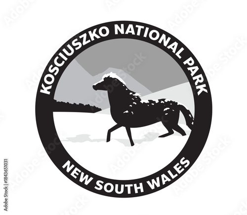 KOSCIUSZKO NATIONAL PARK New South Wales Australia Horse Vector Logo