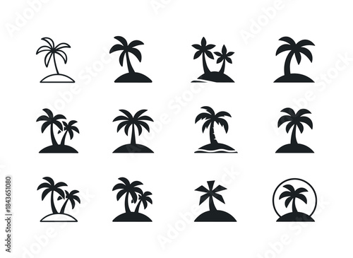 Tropical Island Logos. tropical island. Icon set. Set Logo of tr