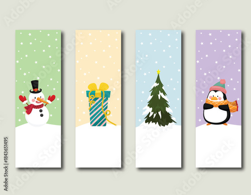 Merry Christmas Vertical Banner Christmas Boomark Vector Design Modern Happy Holiday Banner Stocks  Printable New Minimalist Bookmarks CHRISTMAS 