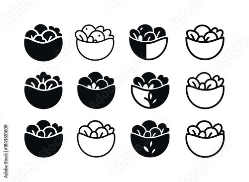 Falafel Pita Logos. Stuffed pita pockets. Icon set. Set Logo of
