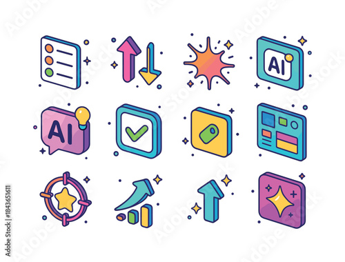 Colorful Task Optimization Icons. task optimization. Colorful is