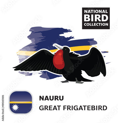 National Bird Set Nauru Frigatebird Vector Character