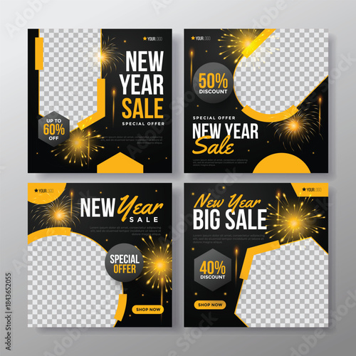 New year sale promotional posters Banner. Happy new year