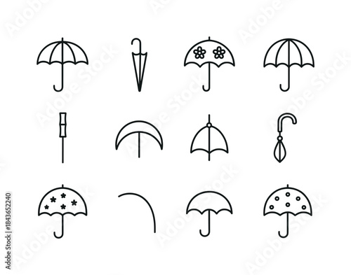 Umbrella Icon Set. Umbrella Decorations. Line icon set of Umbrel