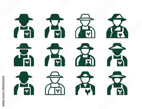 Gardener Logo Variations. Gardener. Icon set. Set Logo of garden