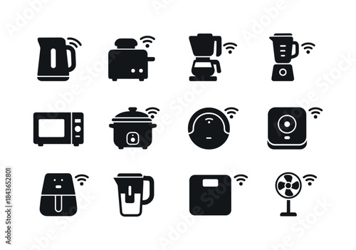 Smart Home Icons. Smart appliances. Solid icon set of Smart appl