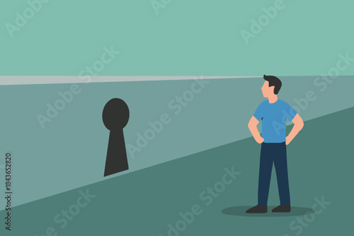 Man Looking At Keyhole