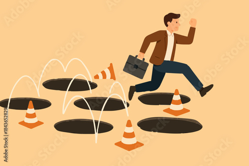 Business Man Overcoming Obstacles