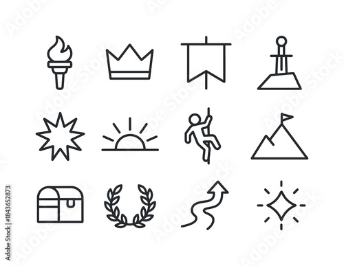 Epic Triumph Icons. Epic Triumph. Line icon set of Epic Triumph:
