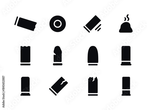 Spent Ammunition Icons. spent ammunition. Solid icon set of spen